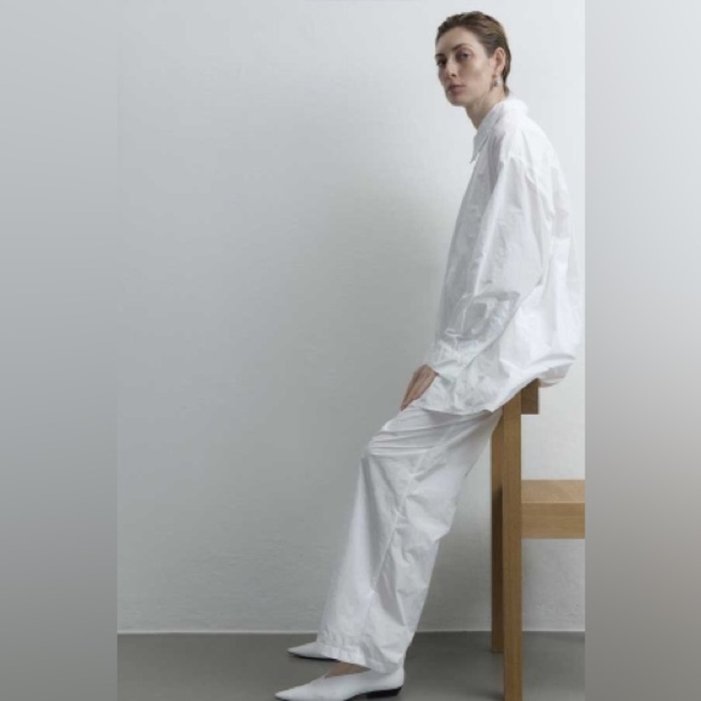 Sarah Pacini Oversized White Button-Up Blouse
